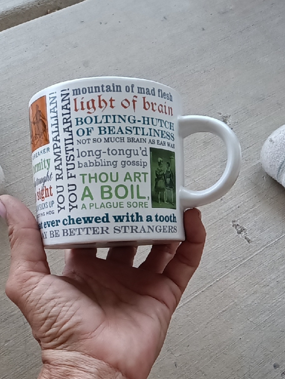 Novelty Quote Ceramic Mug in White with Multi-Color Typography